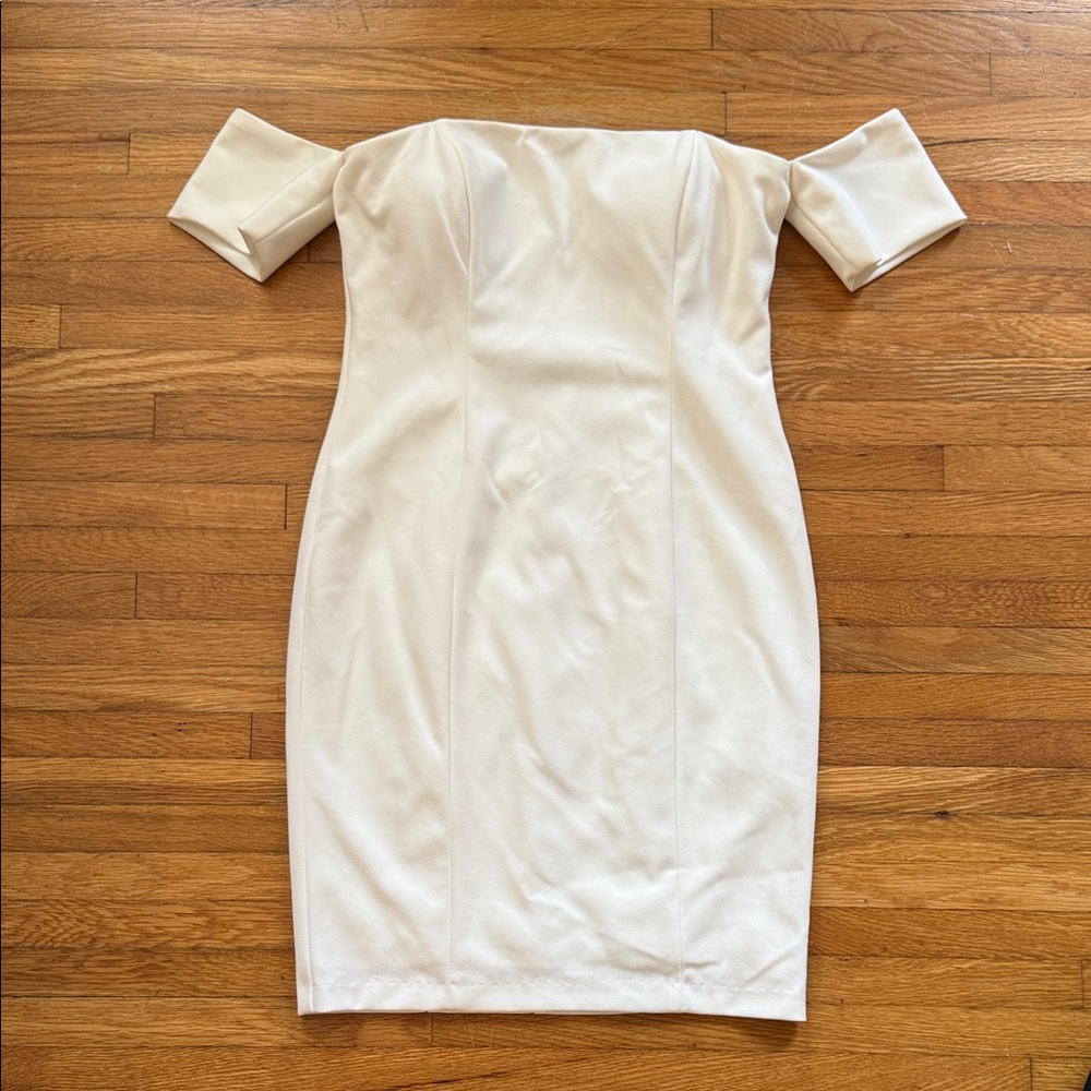 Aqua Strapless White Dress